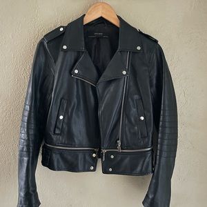 Zara Vegan Leather Moto Jacket, XS